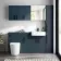 Harper Navy Blue Floor Standing Tall Cabinet 1900x300mm - Black Accents