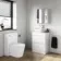 Trent Gloss White Vanity Drawer with Curved Counter Top Basin 600mm