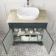 Lucia Inky Blue Vanity with Oak Effect Top & Curved Counter Top Basin 840mm