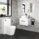 Avon Gloss White Wall Hung Drawer Vanity with Marble Top & Curved Counter Top Basin 600mm - Black Accents