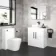 Avon Gloss White Vanity with Marble Top & Curved Counter Top Basin 800mm - Black Accents