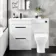 Avon Gloss White Combination Basin Drawer and Atlanta Toilet 1100mm - Black Accents - Left Handed