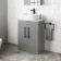 Avon Stone Grey Vanity with Marble Top & Curved Counter Top Basin 600mm - Black Accents