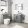 Avon Stone Grey Vanity with Marble Top & Oval Counter Top Basin 800mm - Black Accents