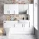 Harper Gloss White Combination Vanity Basin with Marble Top & Atlanta Toilet 1500mm - Black Accents