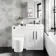 Avon Gloss White Combination Vanity Basin and Boston Toilet 1100mm - Black Accents