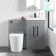 Avon Stone Grey Combination Vanity Basin and Boston Toilet 1000mm - Black Accents