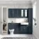 Monaco Inky Blue Basin Vanity and Back To Wall Unit 1500mm (Excludes Pan & Cistern) - Brushed Brass Accents