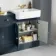 Monaco Inky Blue Basin Vanity and Back To Wall Unit 1500mm (Excludes Pan & Cistern) - Brushed Brass Accents