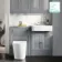 Monaco Dove Grey Combination Vanity Basin and Boston Toilet 1200mm - Brushed Brass Accents