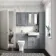 Monaco Dove Grey Combination Vanity Basin with Marble Top & Atlanta Toilet 1200mm - Brushed Brass Accents