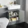 Monaco Dove Grey Combination Vanity Basin with Marble Top & Atlanta Toilet 1200mm - Brushed Brass Accents