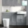 Monaco Dove Grey Combination Vanity Basin with Marble Top and Boston Toilet 1500mm - Brushed Brass Accents