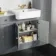 Monaco Dove Grey Combination Vanity Basin with Marble Top and Boston Toilet 1500mm - Brushed Brass Accents