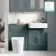 Monaco Midnight Green Combination Vanity Basin and Boston Toilet 1200mm - Brushed Brass Accents
