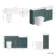 Monaco Midnight Green Combination Vanity Basin with Marble Top and Boston Toilet 1500mm - Brushed Brass Accents