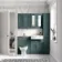 Monaco Midnight Green Combination Vanity Traditional Basin and Hudson Toilet with Wooden Seat 1200mm - Brushed Brass Accents