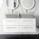 Elba Gloss White Wall Hung Drawer with Marble Top 1200mm Excludes Basins - Brushed Brass Accents