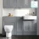 Monaco Dove Grey Combination Vanity Basin and Seattle Toilet 1500mm - Brass Knurled Handles