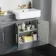 Monaco Dove Grey Combination Vanity Basin and Hudson Toilet with Wooden Seat 1500mm - Brass Knurled Handles