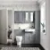 Monaco Dove Grey Combination Vanity Traditional Basin and Seattle Toilet 1200mm - Brass Knurled Handles