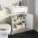 Monaco Chalk White Combination Vanity Basin and Hudson Toilet with Wooden Seat 1200mm - Brass Knurled Handles