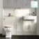 Monaco Chalk White Combination Vanity Basin with Marble Top and Hudson Toilet with Wooden Seat 1500mm - Brass Knurled Handles