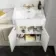 Monaco Chalk White Combination Vanity Traditional Basin with Marble Top and Boston Toilet 1500mm - Brass Knurled Handles