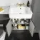 Monaco Graphite Grey Combination Vanity Basin with Marble Top & Hudson Toilet with Wooden Seat 1200mm - Brass Knurled Handles
