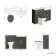 Monaco Graphite Grey Combination Vanity Basin with Marble Top & Hudson Toilet with Wooden Seat 1200mm - Brass Knurled Handles