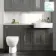 Monaco Graphite Grey Combination Vanity Basin with Marble Top and Seattle Toilet 1500mm - Brass Knurled Handles