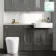 Monaco Graphite Grey Combination Vanity Basin with Marble Top and Boston Toilet 1500mm - Brass Knurled Handles