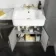 Monaco Graphite Grey Combination Vanity Basin with Marble Top and Boston Toilet 1500mm - Brass Knurled Handles