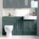 Monaco Midnight Green Combination Vanity Basin and Seattle Toilet 1500mm - Brass Knurled Handles