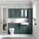 Monaco Midnight Green Combination Vanity Basin and Seattle Toilet 1500mm - Brass Knurled Handles
