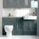Monaco Midnight Green Combination Vanity Basin with Marble Top and Seattle Toilet 1500mm - Brass Knurled Handles
