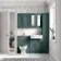 Monaco Midnight Green Combination Vanity Traditional Basin and Hudson Toilet with Wooden Seat 1200mm - Brass Knurled Handles