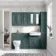 Monaco Midnight Green Combination Vanity Traditional Basin and Seattle Toilet 1500mm - Brass Knurled Handles