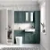 Monaco Midnight Green Combination Vanity Traditional Basin with Marble Top & Boston Toilet 1200mm - Brass Knurled Handles