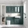 Monaco Midnight Green Combination Vanity Traditional Basin with Marble Top and Boston Toilet 1500mm - Brass Knurled Handles