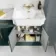 Monaco Midnight Green Combination Vanity Traditional Basin with Marble Top & Hudson Toilet with Wooden Seat 1500mm - Brass Knurled Handles