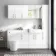 Harper Gloss White Combination Vanity Basin and Tucson Toilet 1500mm - Brushed Brass Accents