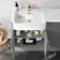 Harper Stone Grey Combination Vanity Basin and Houston Toilet 1200mm - Brushed Brass Accents - Left Handed