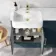 Harper Navy Blue Combination Vanity Basin and Boston Toilet 1200mm - Brushed Brass Accents - Left Handed