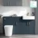 Harper Navy Blue Combination Vanity Basin and Tucson Toilet 1500mm - Brushed Brass Accents