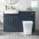 Harper Navy Blue Combination Vanity Basin with Marble Top & Houston Toilet 1200mm - Brushed Brass Accents