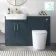 Harper Navy Blue Combination Vanity Basin with Marble Top & Boston Toilet 1200mm - Brushed Brass Accents