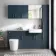 Harper Navy Blue Combination Vanity Basin with Marble Top & Boston Toilet 1500mm - Brushed Brass Accents