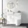 Harper Gloss White Combination Vanity Basin with Marble Top & Tucson Toilet 1000mm - Brushed Brass Accents