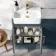 Harper Navy Blue Combination Vanity Basin with Marble Top & Tucson Toilet 1000mm - Brushed Brass Accents
